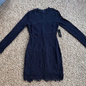 Lulus Elegant Navy Lace Dress